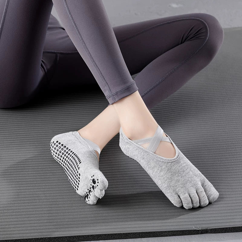Porlsdn | Women’s Five-Toe Yoga Socks with Cross Straps for Studio Practice
