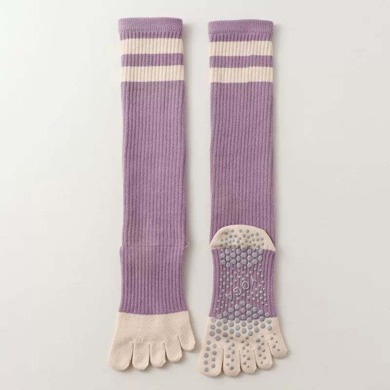 Porlsdn | Women’s Long Tube Five-Toe Yoga Socks for Spring & Autumn