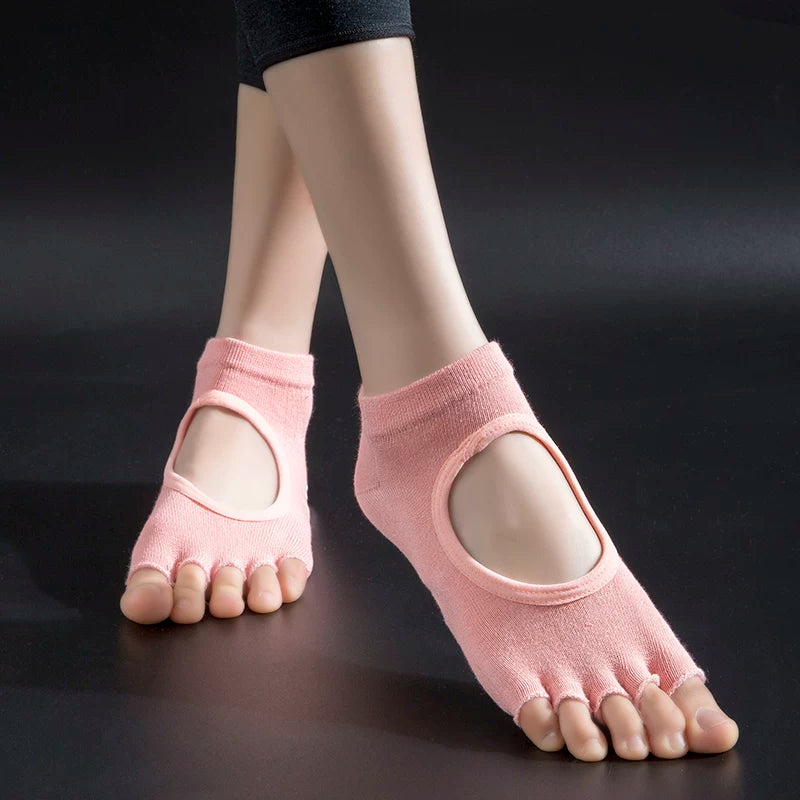 Porlsdn | Women’s Five-Finger Open-Toe Cotton Yoga Socks for Studio Wear