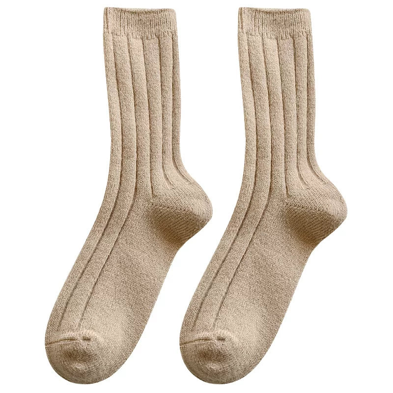 Porlsdn | Women’s Wool Blend Mid-Calf Socks with Vertical Stripe Design