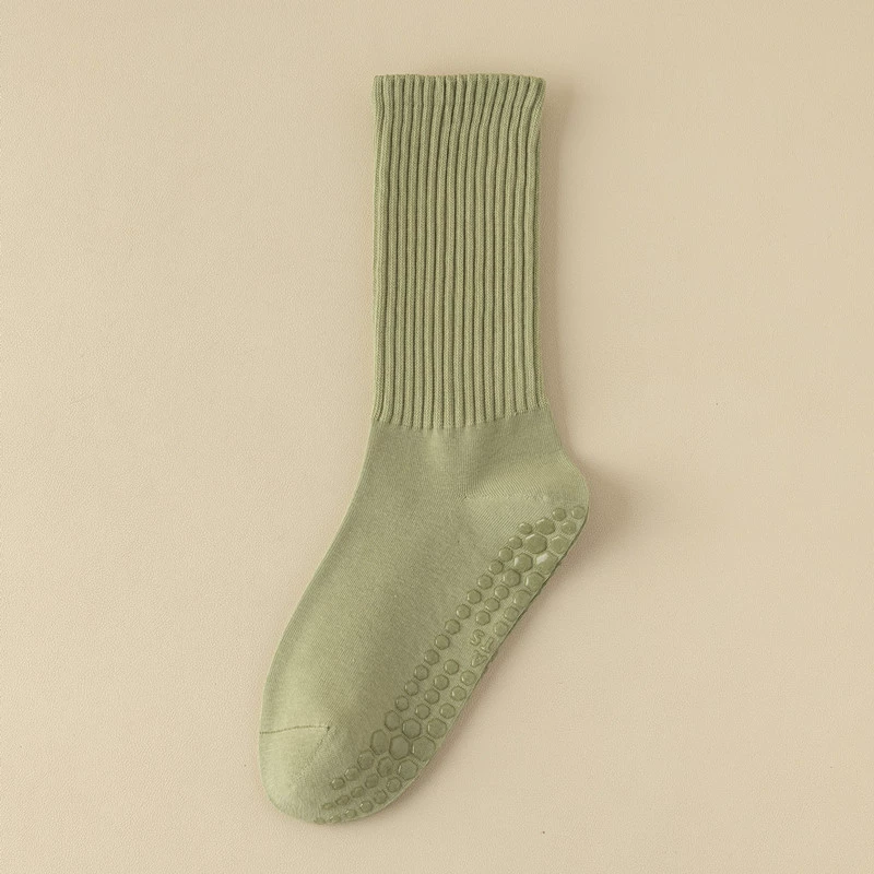 Porlsdn | Solid Color Yoga Mid-Calf Socks – Lightweight Non-Slip Pilates Fitness Socks for Women