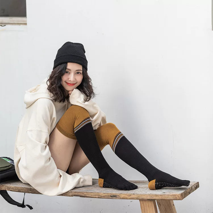 Porlsdn | Women’s Five-Finger Knee-Length Yoga Socks for Indoor Practice