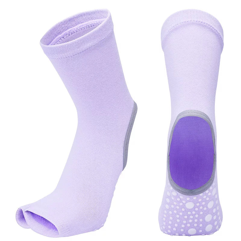 Porlsdn | Mid-Calf Five-Toe Yoga Socks with Heel Structure for Indoor Practice