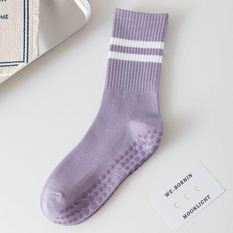 Porlsdn | Solid Color Yoga Mid-Calf Socks – Lightweight Non-Slip Pilates Fitness Socks for Women
