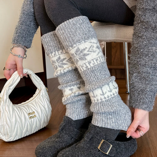 Porlsdn | Women’s Fair Isle Wool Socks for Autumn and Winter Wear