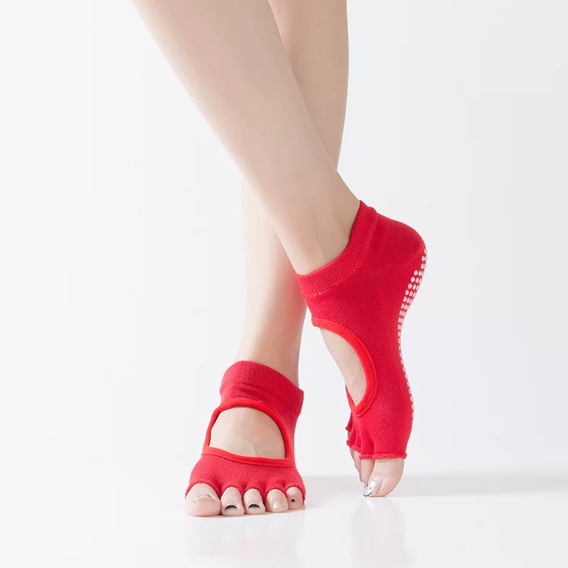 Porlsdn | Women’s Five-Finger Open-Toe Cotton Yoga Socks for Studio Wear