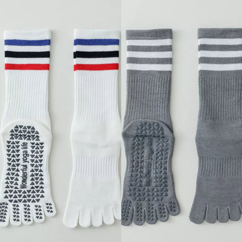 Porlsdn | Women’s Split-Toe Yoga Socks – Five-Finger Non-Slip Mid-Calf Pilates Socks