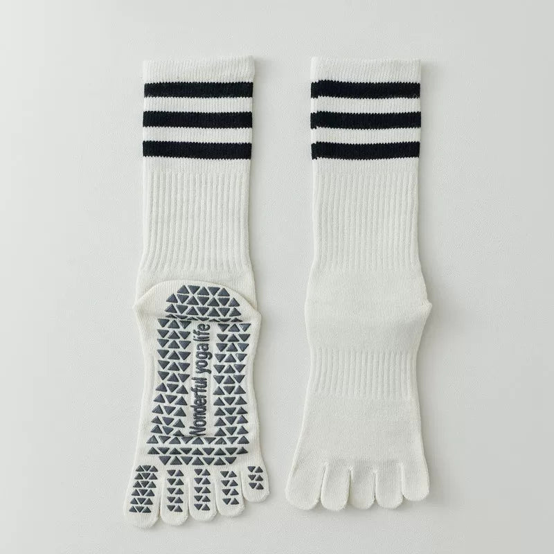 Porlsdn | Women’s Split-Toe Yoga Socks – Five-Finger Non-Slip Mid-Calf Pilates Socks