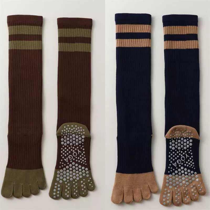 Porlsdn | Women’s Long Tube Five-Toe Yoga Socks for Spring & Autumn