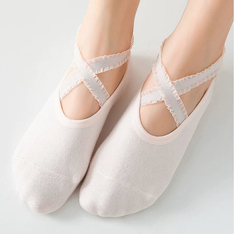 Porlsdn | Women’s Five-Toe Yoga Socks with Cross Straps for Summer Practice