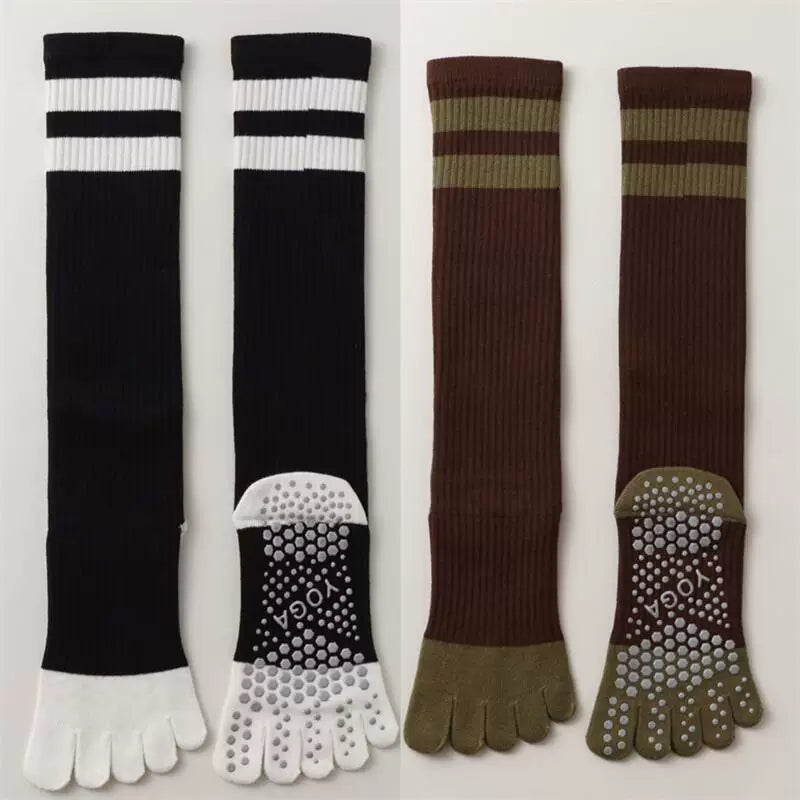 Porlsdn | Women’s Long Tube Five-Toe Yoga Socks for Spring & Autumn
