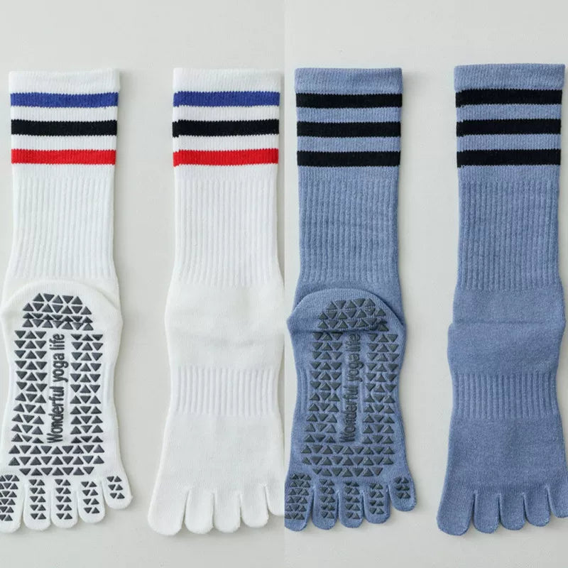 Porlsdn | Women’s Split-Toe Yoga Socks – Five-Finger Non-Slip Mid-Calf Pilates Socks
