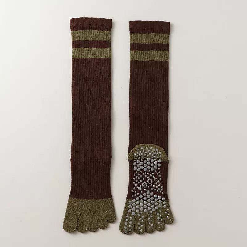 Porlsdn | Women’s Long Tube Five-Toe Yoga Socks for Spring & Autumn