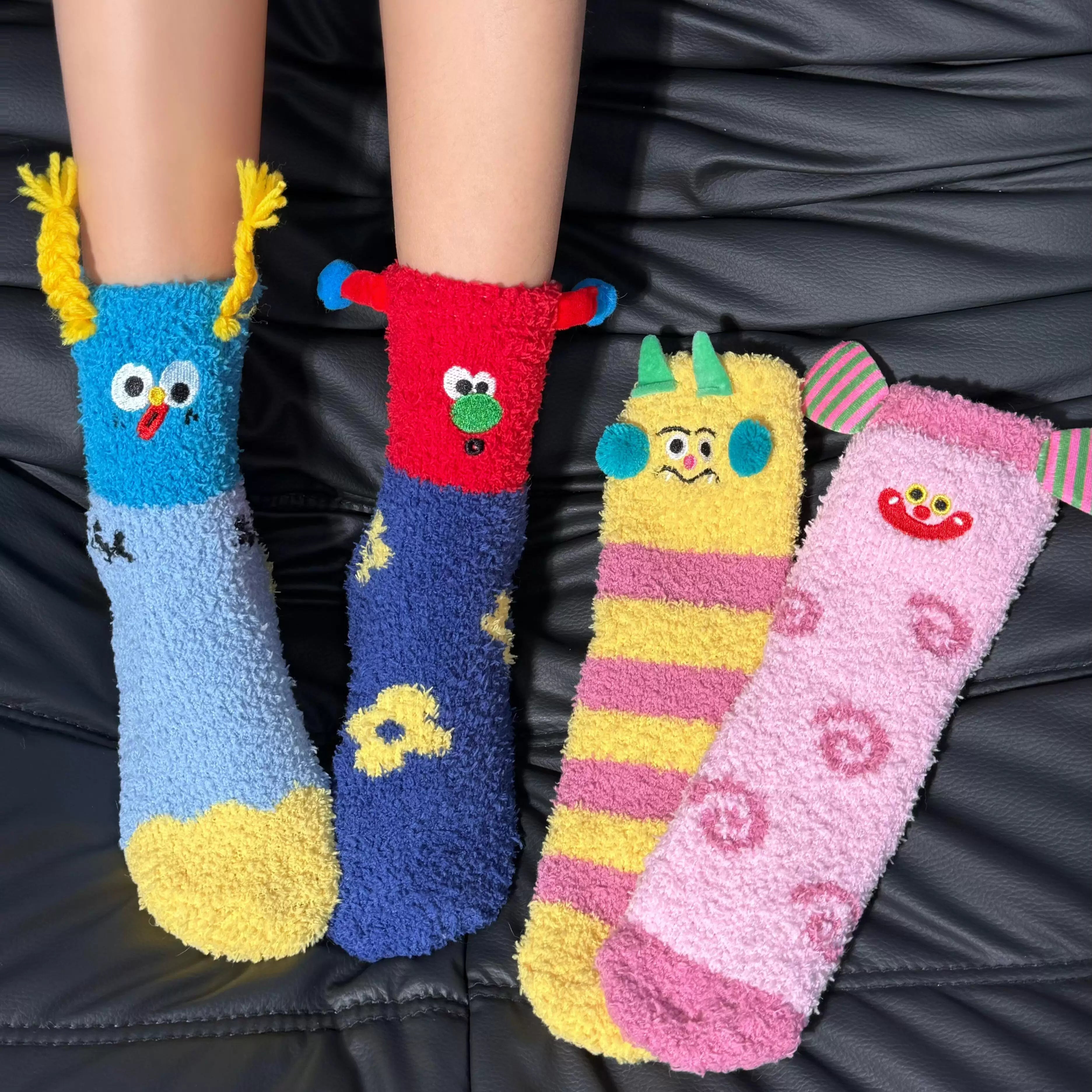 Porlsdn | Women’s Coral Fleece Mid-Calf Socks, Cozy Winter Home Wear