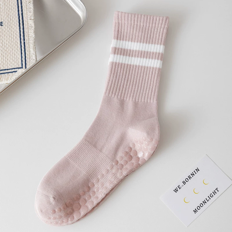 Porlsdn | Solid Color Yoga Mid-Calf Socks – Lightweight Non-Slip Pilates Fitness Socks for Women