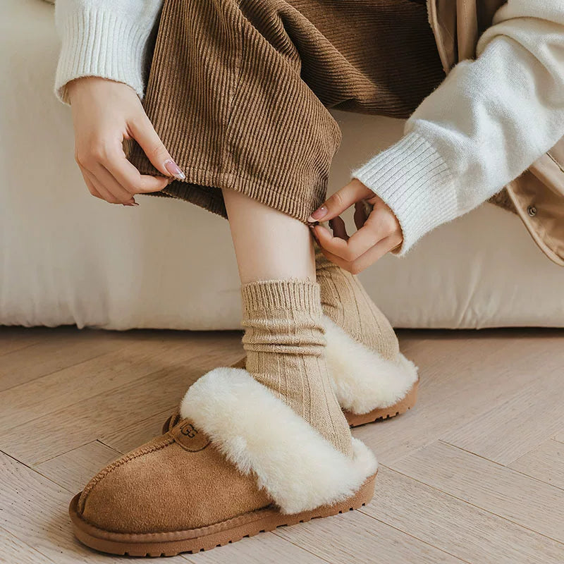 Porlsdn | Women’s Wool Blend Mid-Calf Socks with Vertical Stripe Design