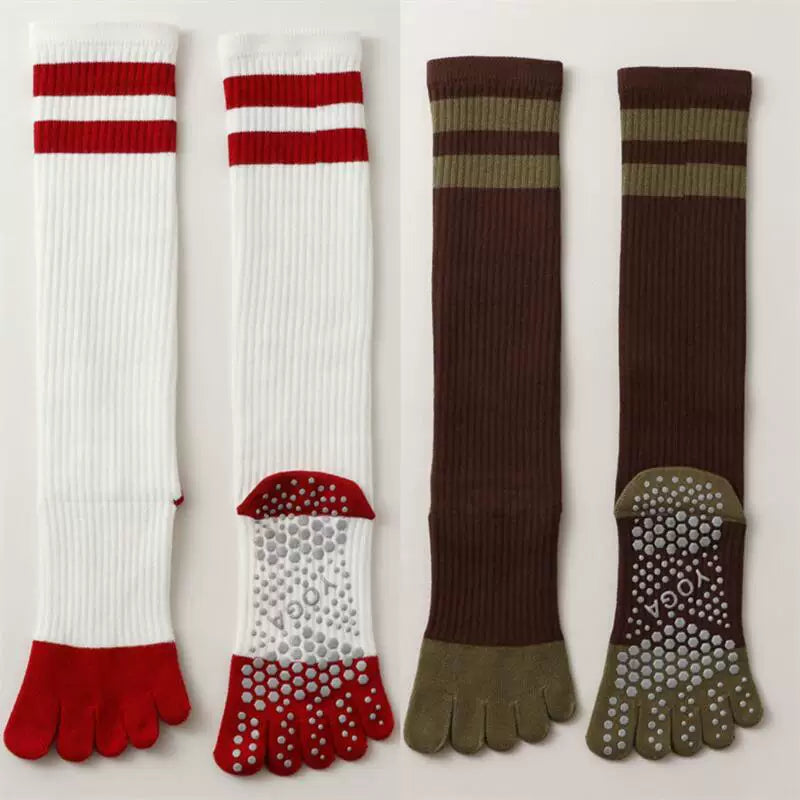Porlsdn | Women’s Long Tube Five-Toe Yoga Socks for Spring & Autumn