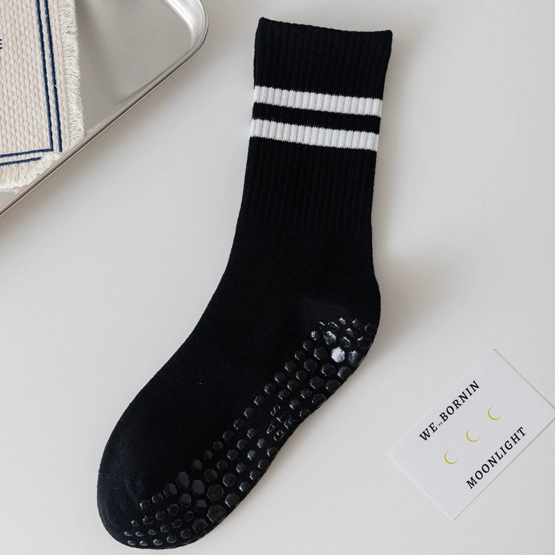 Porlsdn | Solid Color Yoga Mid-Calf Socks – Lightweight Non-Slip Pilates Fitness Socks for Women