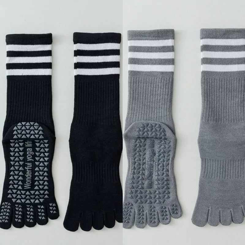 Porlsdn | Women’s Split-Toe Yoga Socks – Five-Finger Non-Slip Mid-Calf Pilates Socks