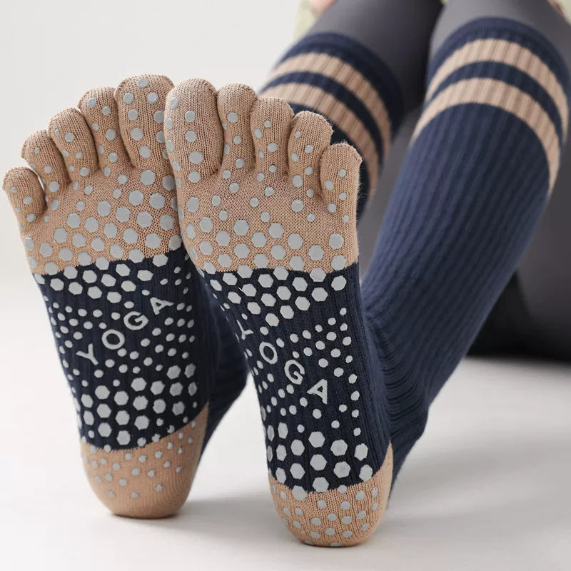 Porlsdn | Women’s Long Tube Five-Toe Yoga Socks for Spring & Autumn