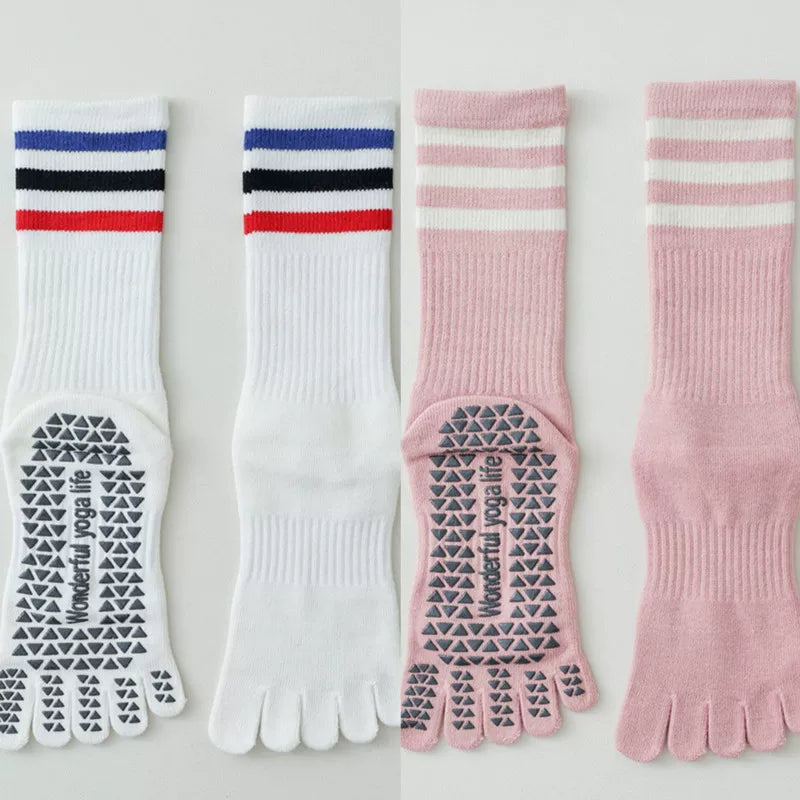 Porlsdn | Women’s Split-Toe Yoga Socks – Five-Finger Non-Slip Mid-Calf Pilates Socks