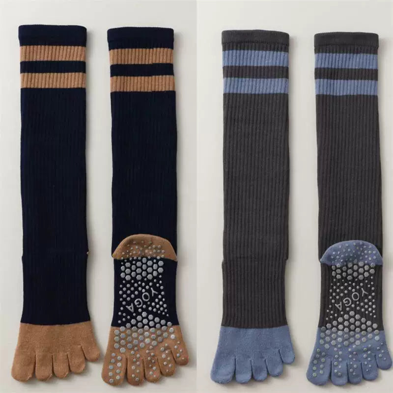 Porlsdn | Women’s Long Tube Five-Toe Yoga Socks for Spring & Autumn