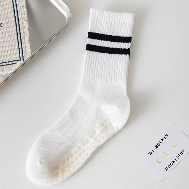 Porlsdn | Solid Color Yoga Mid-Calf Socks – Lightweight Non-Slip Pilates Fitness Socks for Women