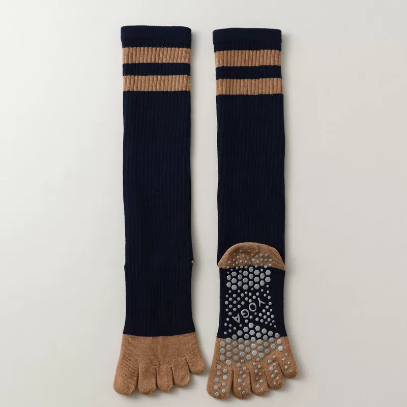 Porlsdn | Women’s Long Tube Five-Toe Yoga Socks for Spring & Autumn
