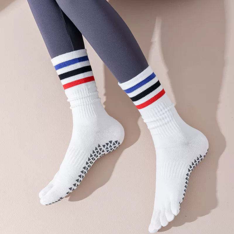 Porlsdn | Women’s Split-Toe Yoga Socks – Five-Finger Non-Slip Mid-Calf Pilates Socks