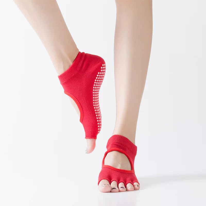 Porlsdn | Women’s Five-Finger Open-Toe Cotton Yoga Socks for Studio Wear