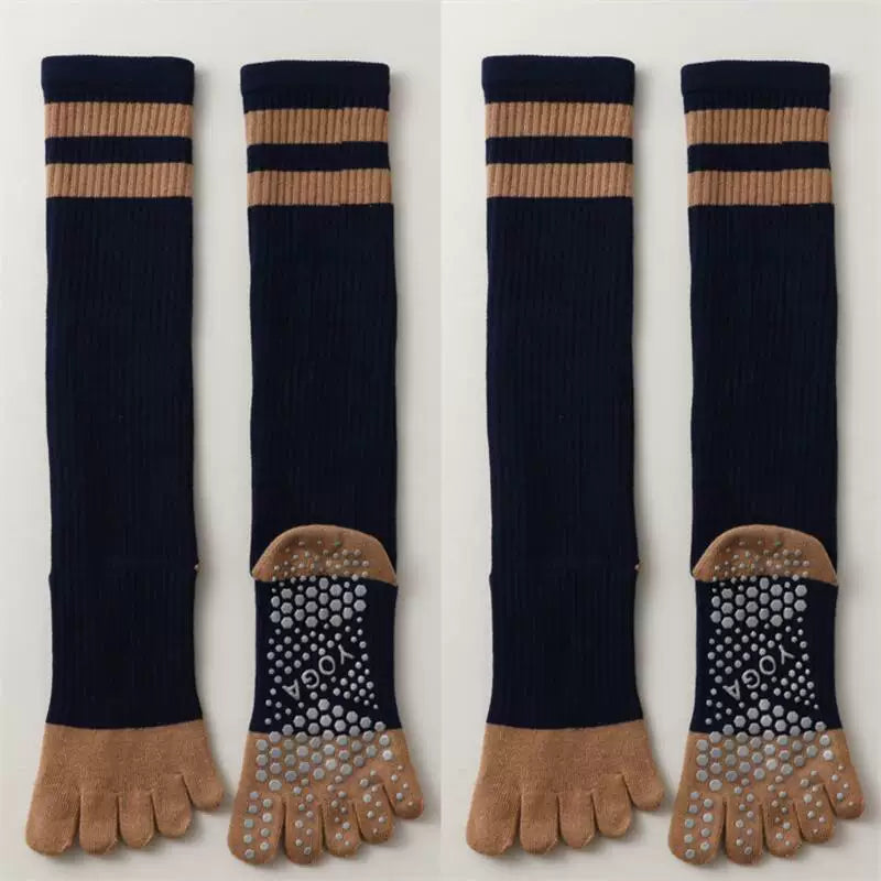 Porlsdn | Women’s Long Tube Five-Toe Yoga Socks for Spring & Autumn