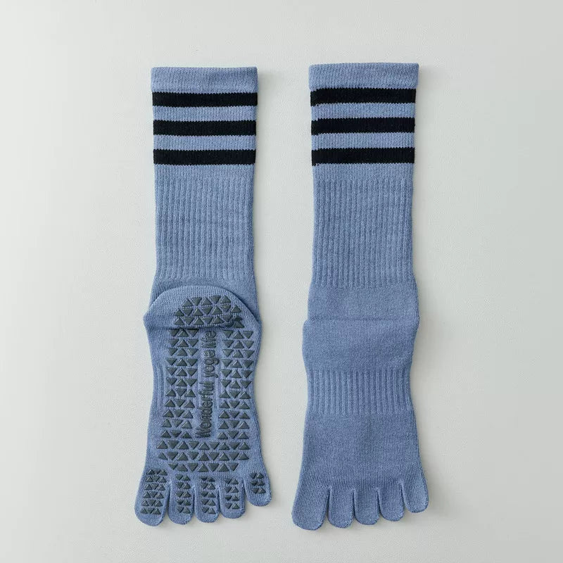 Porlsdn | Women’s Split-Toe Yoga Socks – Five-Finger Non-Slip Mid-Calf Pilates Socks