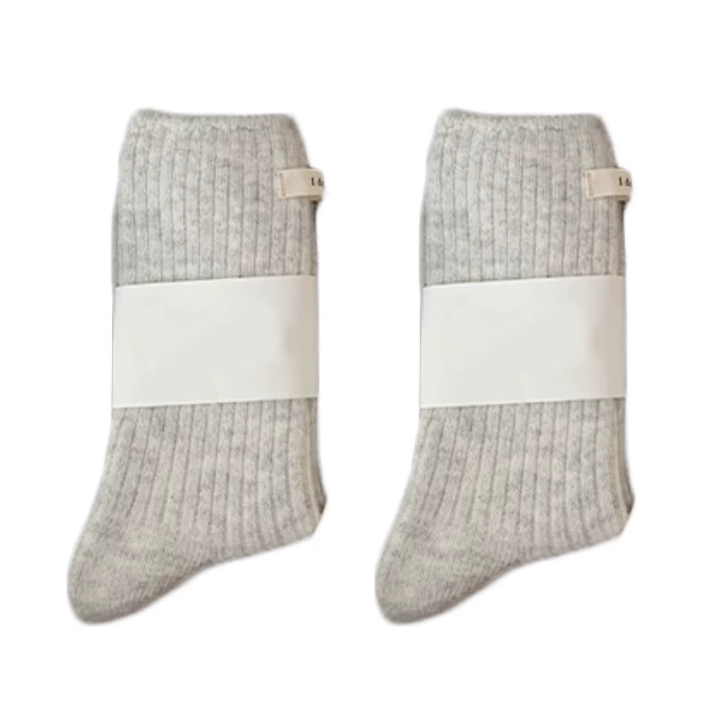 Porlsdn | Women’s Striped Wool Mid-Calf Socks for Fall & Winter Wear