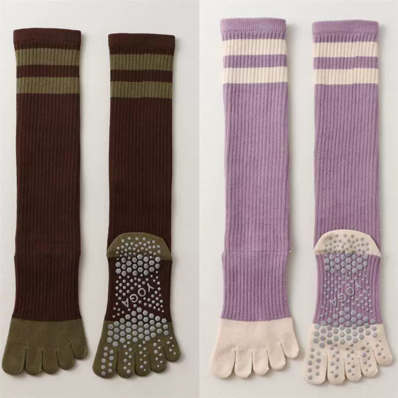 Porlsdn | Women’s Long Tube Five-Toe Yoga Socks for Spring & Autumn