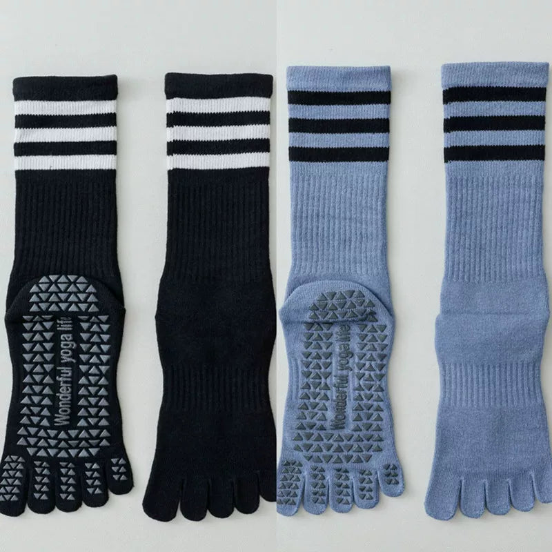 Porlsdn | Women’s Split-Toe Yoga Socks – Five-Finger Non-Slip Mid-Calf Pilates Socks