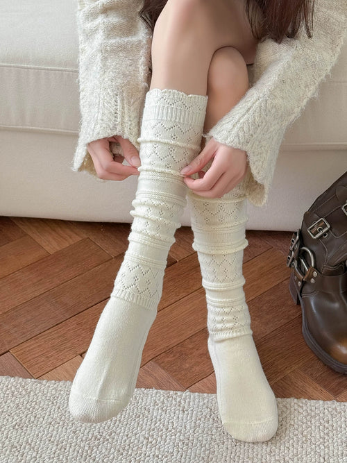 Porlsdn | Women’s Wool Mid-Calf Socks for Autumn and Winter Wear