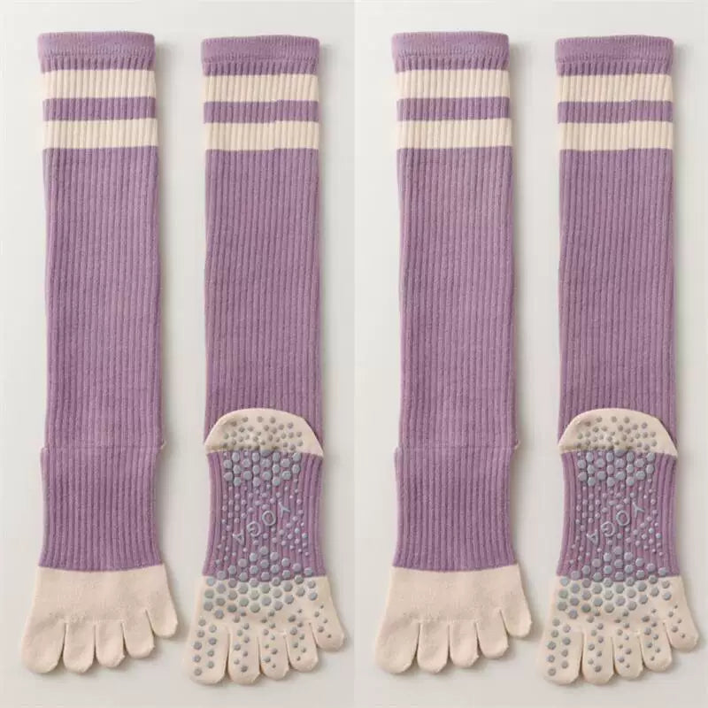 Porlsdn | Women’s Long Tube Five-Toe Yoga Socks for Spring & Autumn