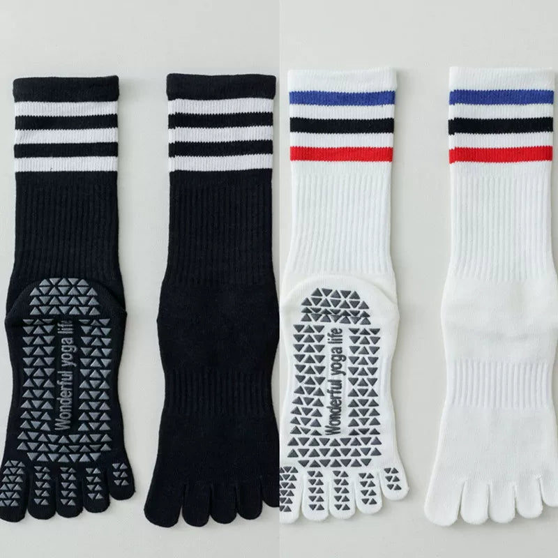 Porlsdn | Women’s Split-Toe Yoga Socks – Five-Finger Non-Slip Mid-Calf Pilates Socks