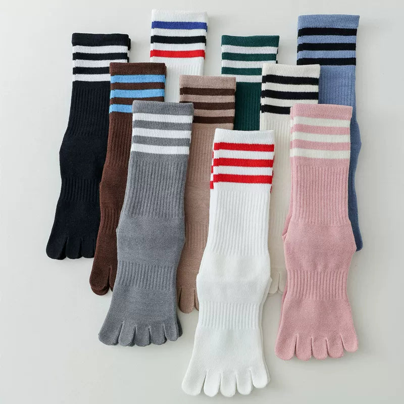 Porlsdn | Women’s Split-Toe Yoga Socks – Five-Finger Non-Slip Mid-Calf Pilates Socks