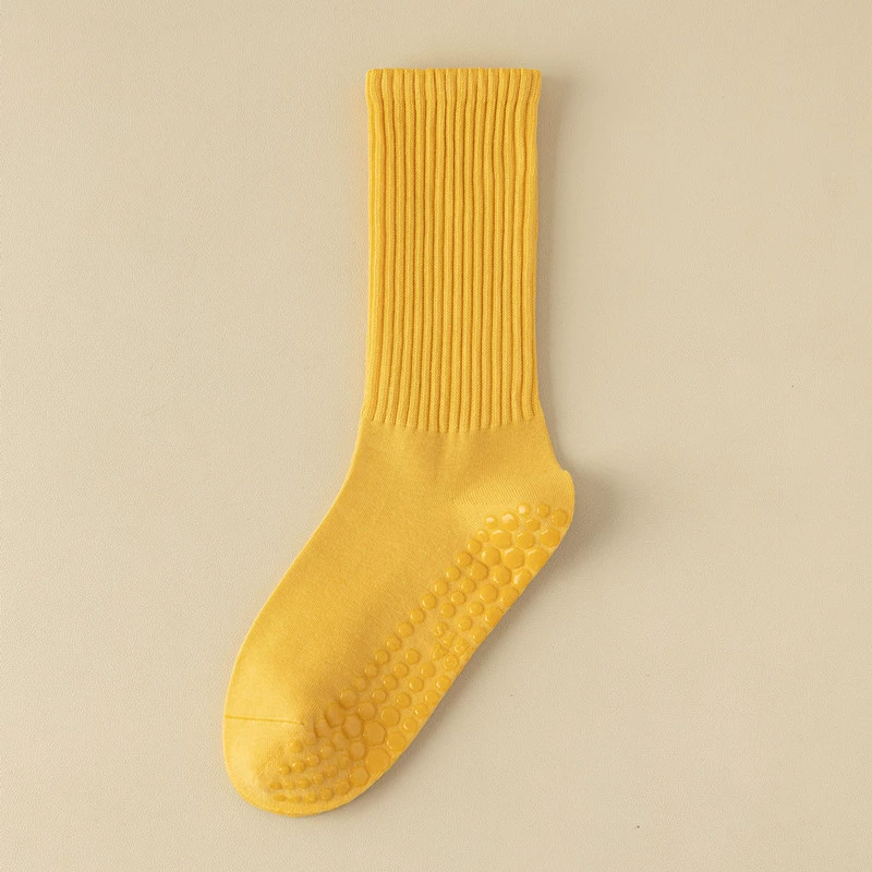 Porlsdn | Solid Color Yoga Mid-Calf Socks – Lightweight Non-Slip Pilates Fitness Socks for Women