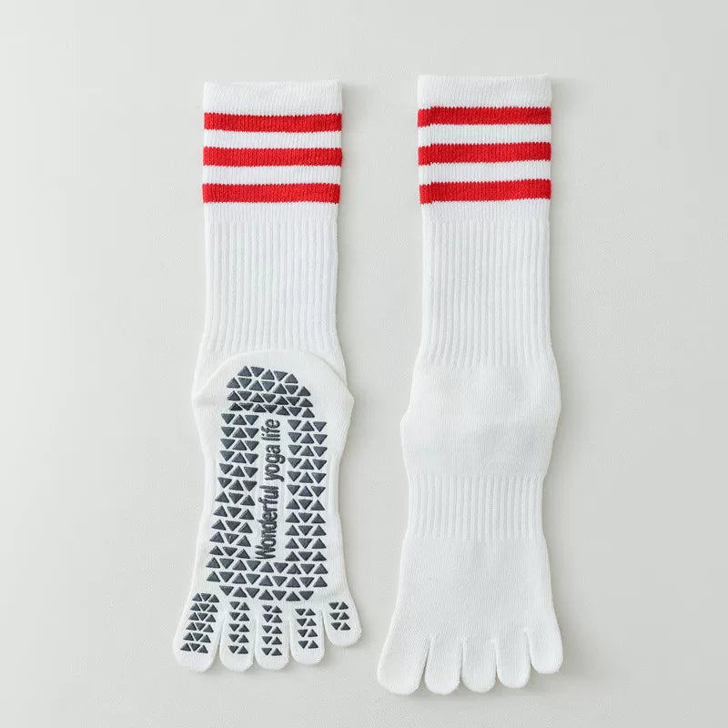 Porlsdn | Women’s Split-Toe Yoga Socks – Five-Finger Non-Slip Mid-Calf Pilates Socks