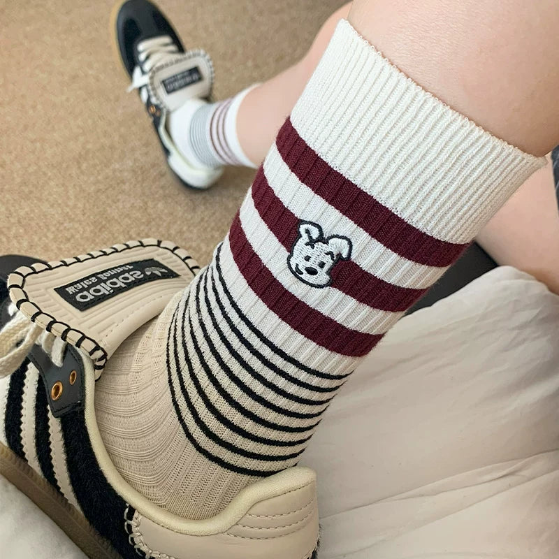 Porlsdn | Women’s Cute Puppy Cotton Mid-Calf Socks for Everyday Wear