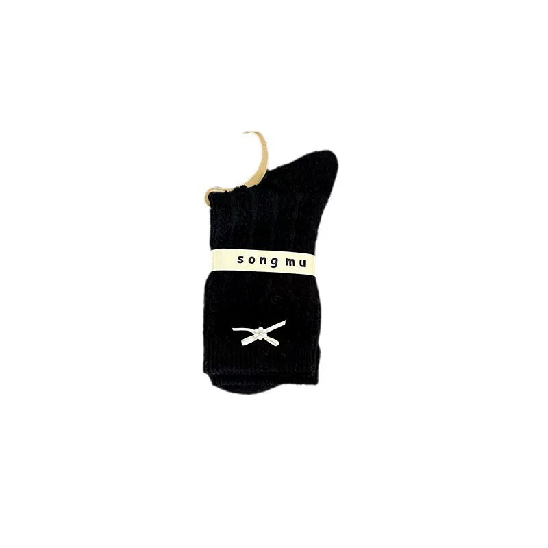 Porlsdn | Women’s Bow Detail Mid-Tube Socks with Ballet-Inspired Design