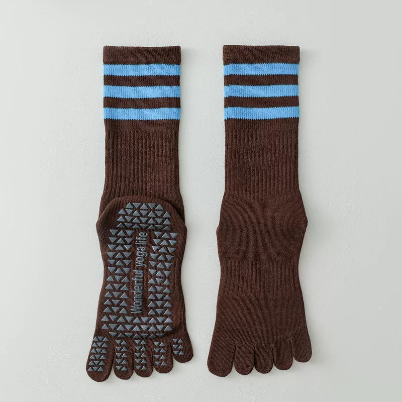 Porlsdn | Women’s Split-Toe Yoga Socks – Five-Finger Non-Slip Mid-Calf Pilates Socks
