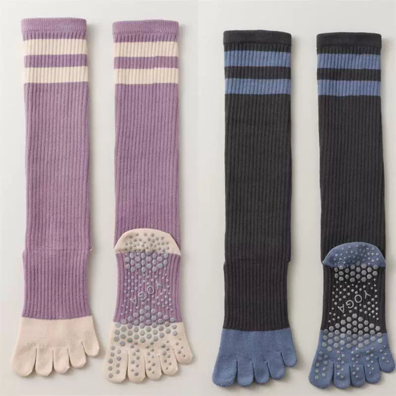 Porlsdn | Women’s Long Tube Five-Toe Yoga Socks for Spring & Autumn