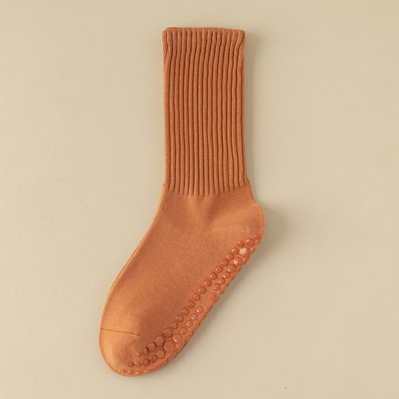 Porlsdn | Solid Color Yoga Mid-Calf Socks – Lightweight Non-Slip Pilates Fitness Socks for Women
