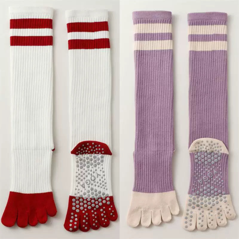 Porlsdn | Women’s Long Tube Five-Toe Yoga Socks for Spring & Autumn
