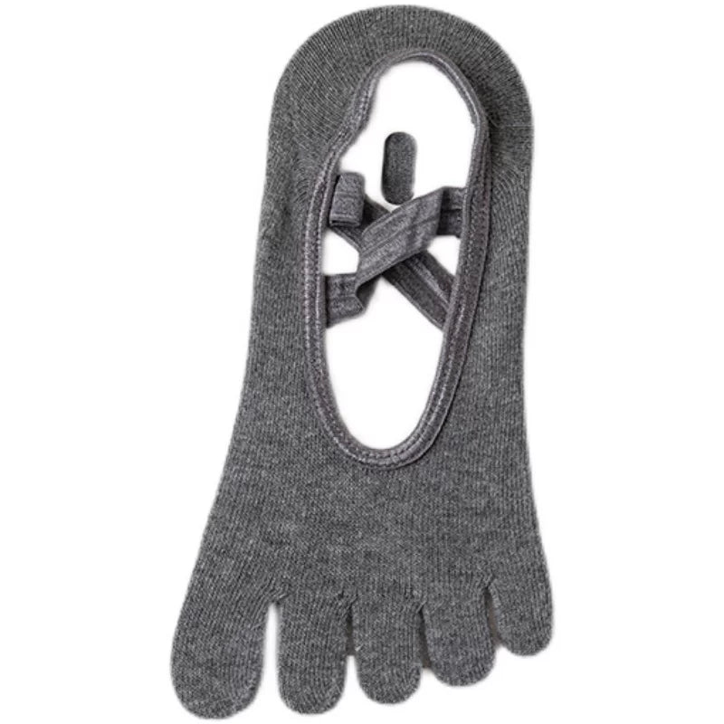 Porlsdn | Women’s Five-Toe Yoga Socks with Cross Straps for Studio Practice