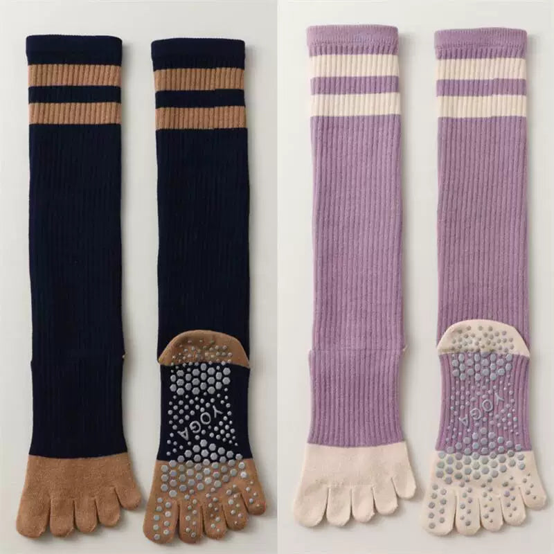 Porlsdn | Women’s Long Tube Five-Toe Yoga Socks for Spring & Autumn