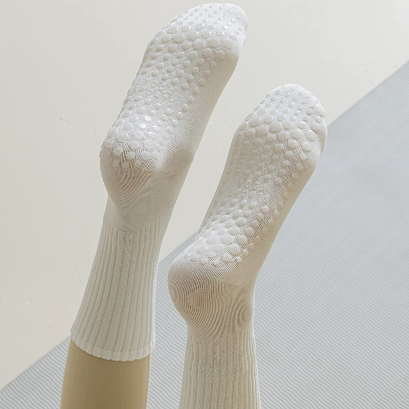 Porlsdn | Solid Color Yoga Mid-Calf Socks – Lightweight Non-Slip Pilates Fitness Socks for Women